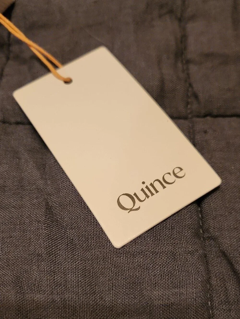 Quince Box Quilted Linen Euro Sham Nightfall Dark Grey NWOT